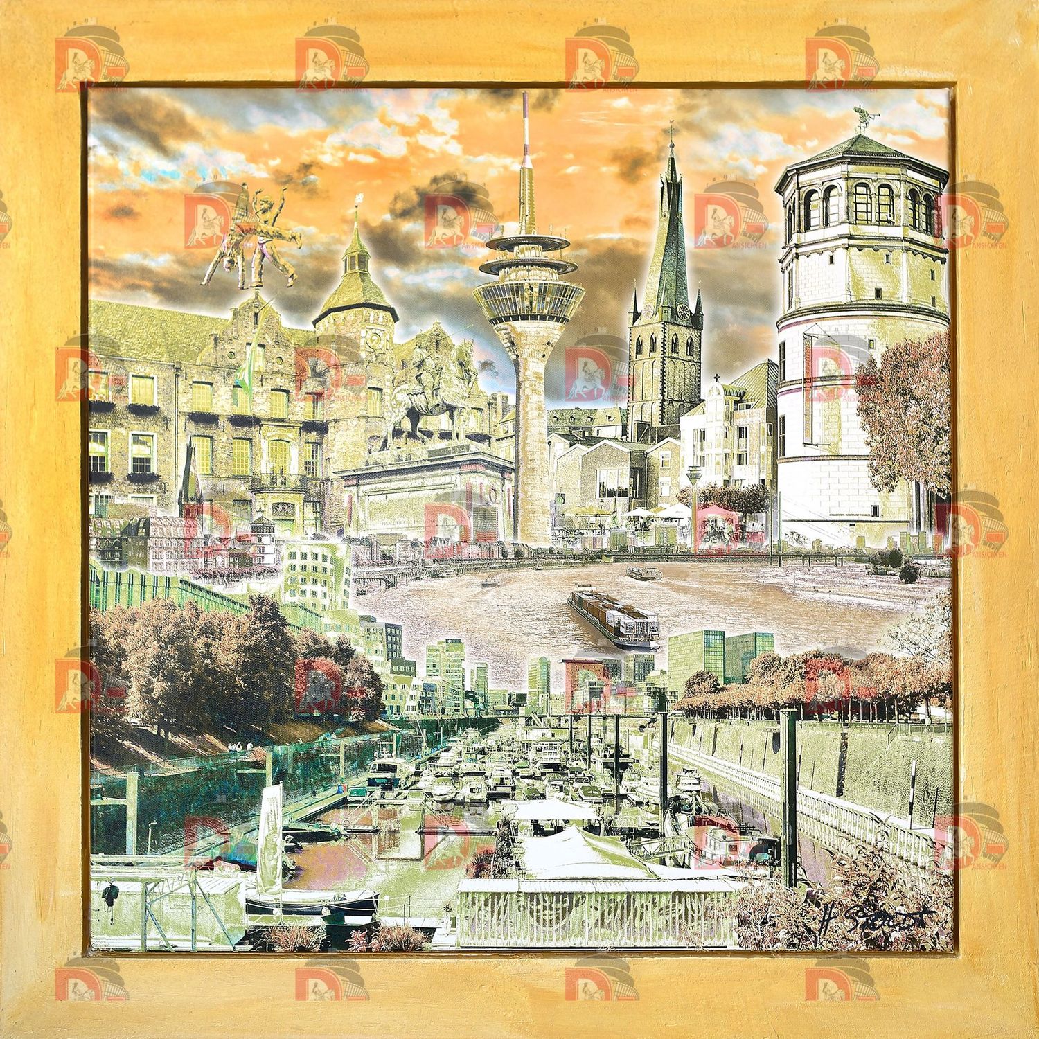 Composing Düsseldorf mit Yachthafen, gerahmt Composing Düsseldorf mit Yachthafen, gerahmt