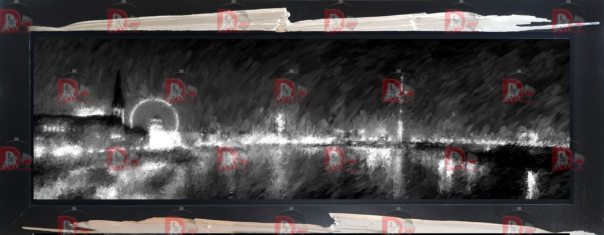 Nachtpanorama, gemalt & 3D-gerahmt