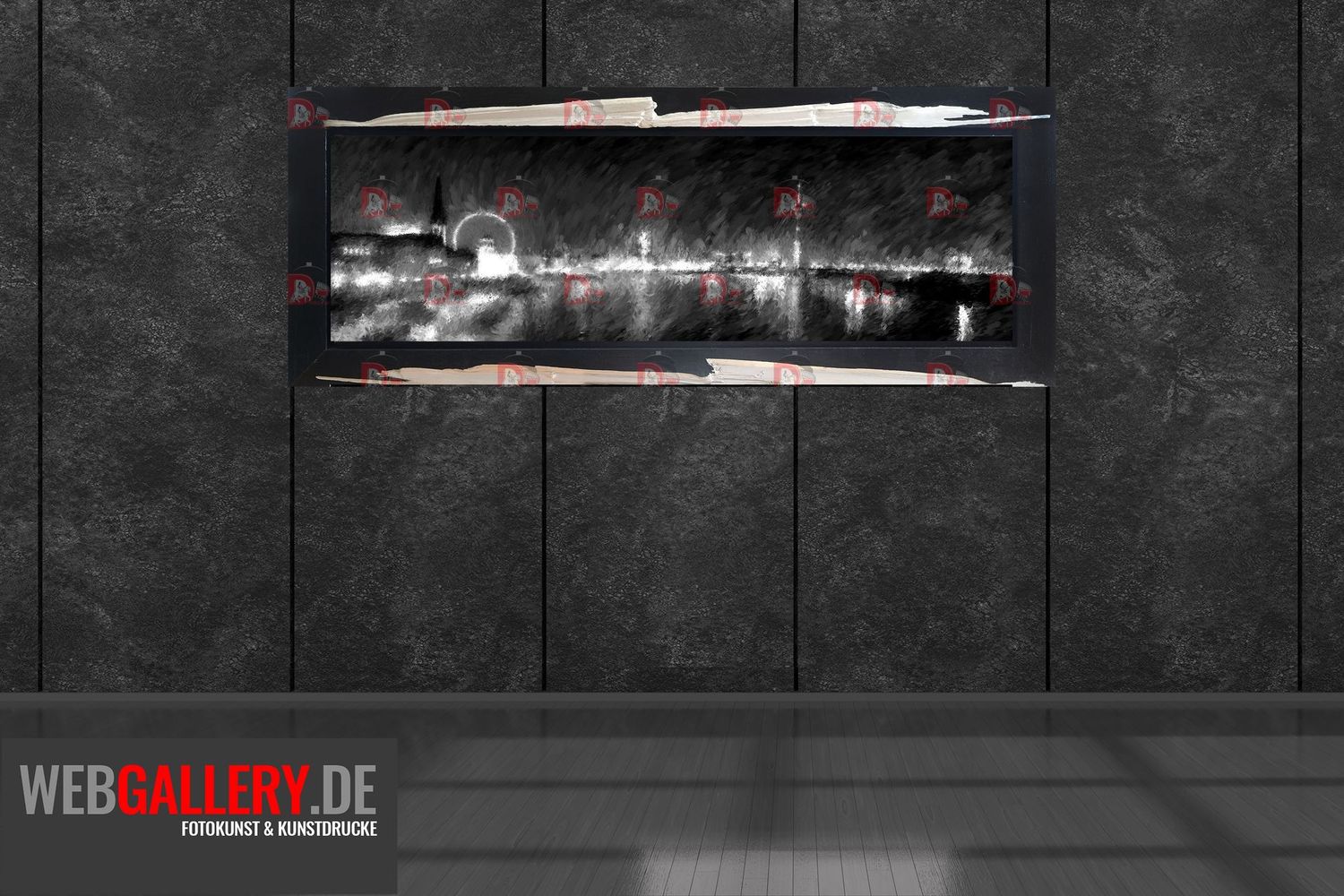 Nachtpanorama, gemalt & 3D-gerahmt