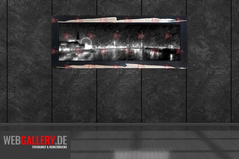 Nachtpanorama, gemalt & 3D-gerahmt Nachtpanorama, gemalt & 3D-gerahmt