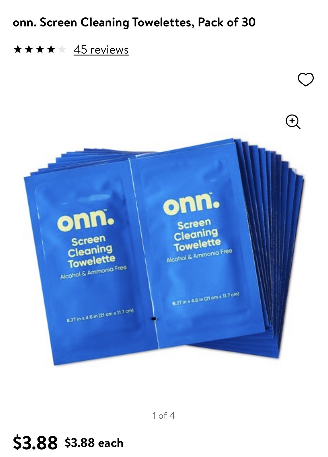 ONN screen cleaning towelette