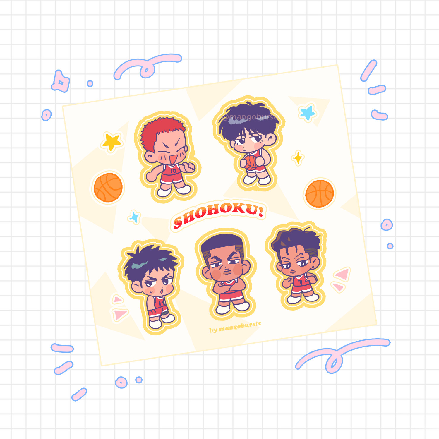 Meelo Sticker Sheets, Designs: Shohoku Sticker Sheet