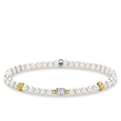 Thomas Sabo A1979-430-14 Armband beige Perlen mit Halbmond silber