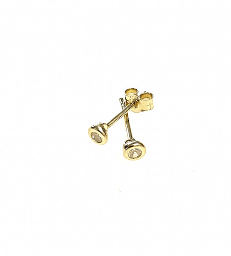 Gold Stecker Rund mit Zirkonia Zargenfassung G1106765