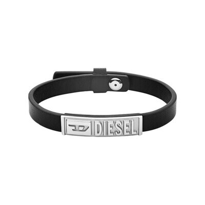 Diesel DX1226040 Herren Armband Edelstahl Leder schwarz