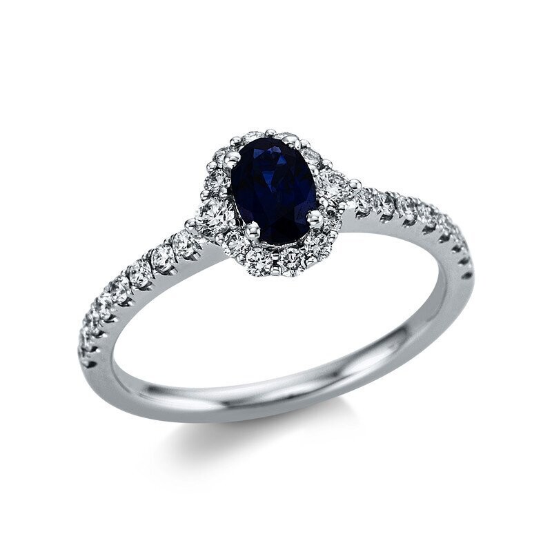 Ring 4er-Krappe 18 kt WG
Brillant/Saphir blau