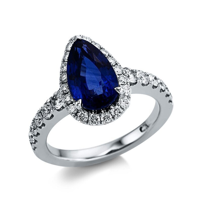 Ring 3er-Krappe 18 kt WG
Brillant/Saphir blau