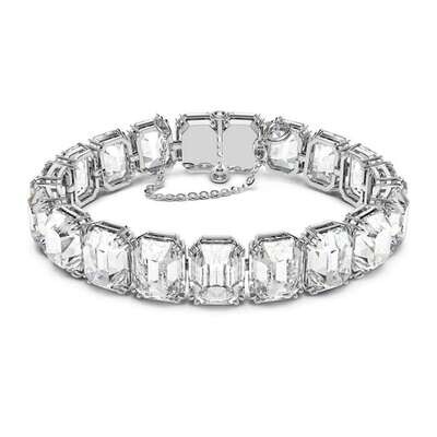 Swarovski 5618699 Millenia Armband, Kristalle mit Oktagon-Schliff, Weiss, Rhodiniert
