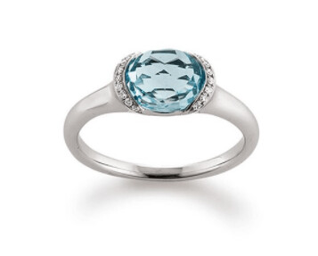Ring Weißgold 750 Topas behandelt + Brillant 0,05ct H/SI Ring Weißgold 750 Topas behandelt + Brillant 0,05ct H/SI