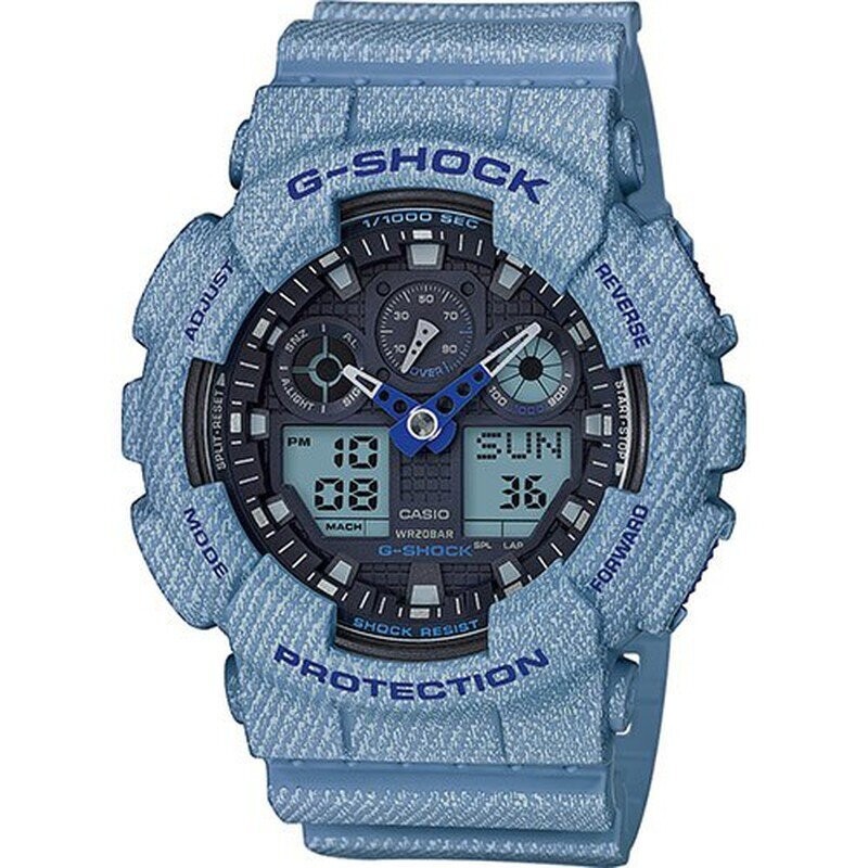 G-SHOCK GA-100DE-2AER Herren Uhr mit Digitalanzeige blau