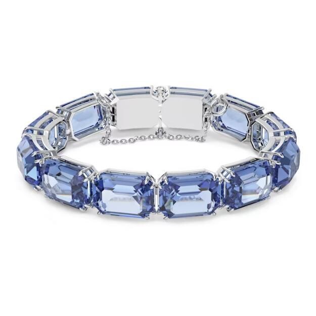 Swarovski Millenia Armband Oktagon-Schliff, Blau, Rhodiniert