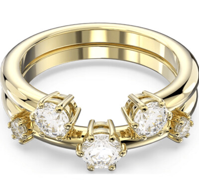 Swarovski Ring Constella Ring, Set (2), Rundschliff, Weiß, Goldlegierungsschicht 5640965