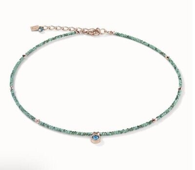 Coeur De Lion Halskette small crystal roségold & petrol