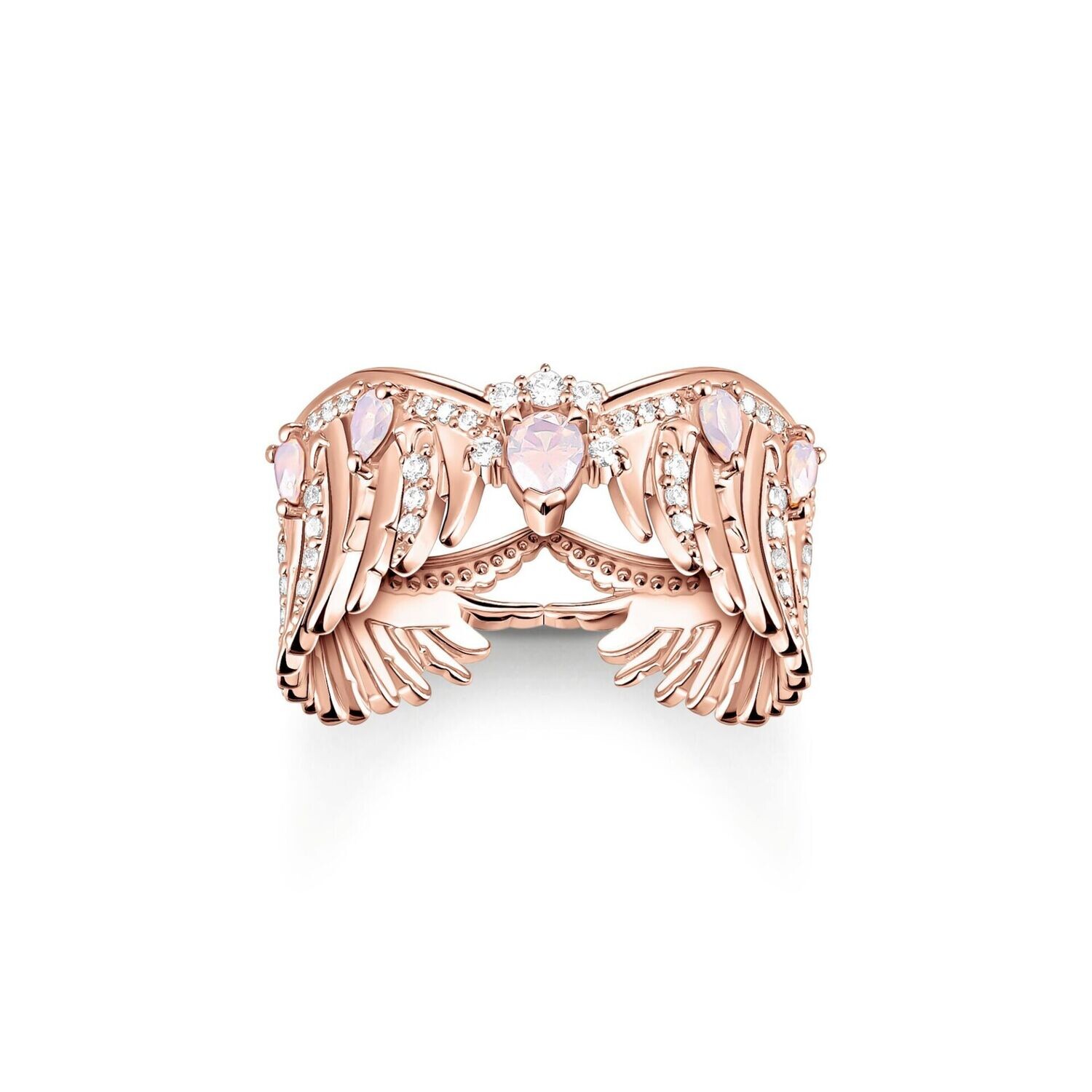 Thomas Sabo Ring (58) Phönix-Flügel mit rosa Steinen roségold