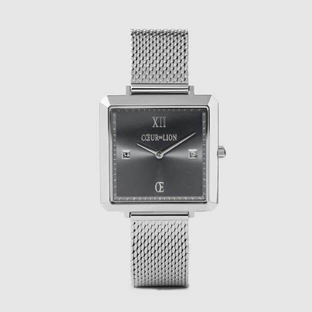 Coeur De Lion Uhr Iconic Square Graphite Sunray Milanaise Edelstahl Coeur De Lion Uhr Iconic Square Graphite Sunray Milanaise Edelstahl