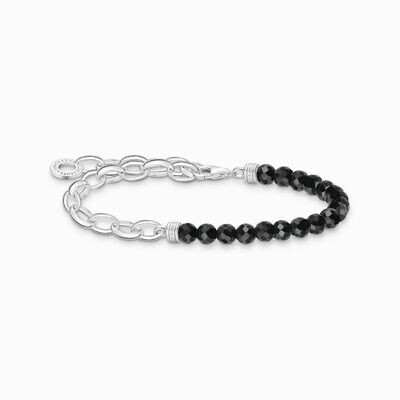 Thomas Sabo Charm-Armband mit schwarzen Onyx-Beads und Kettengliedern Silber