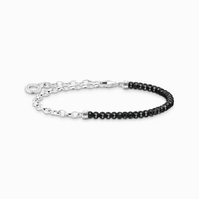 Thomas Sabo Charm-Armband mit schwarzen Onyx-Beads und Kettengliedern Silber
