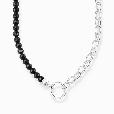 Thomas Sabo Charm-Kette mit schwarzen Onyx-Beads und Kettengliedern Silber