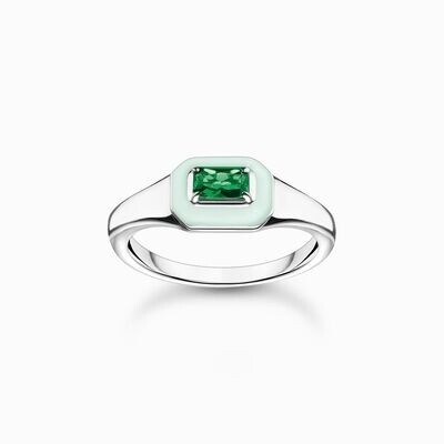 Thomas Sabo Ring mit grünem Stein Silber