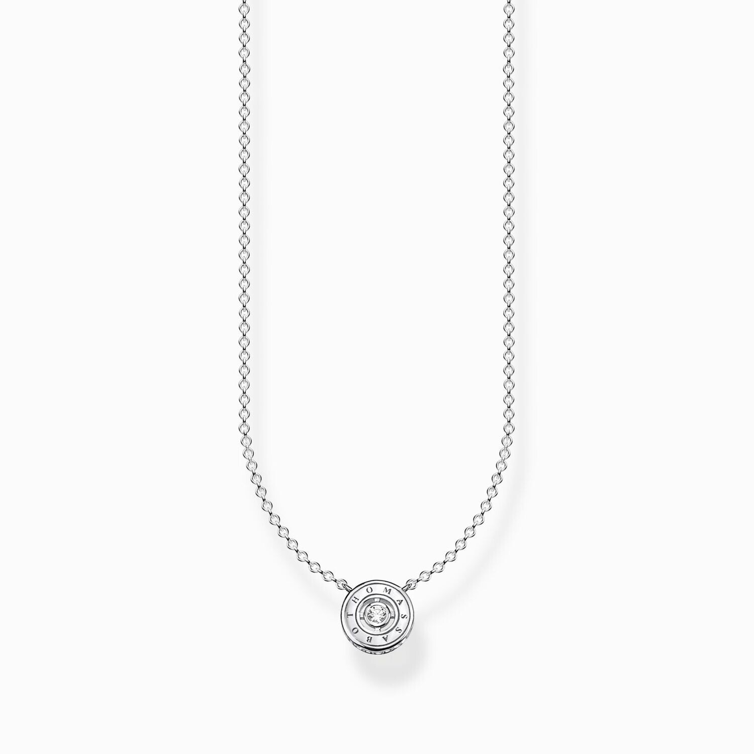 Thomas Sabo Kette Kreis mit weißem Stein Silber