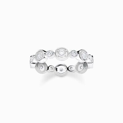 Thomas Sabo Ring Kreise mit weißen Steinen Silber
