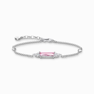 Thomas Sabo Armband mit pinken und weißen Steinen Silber