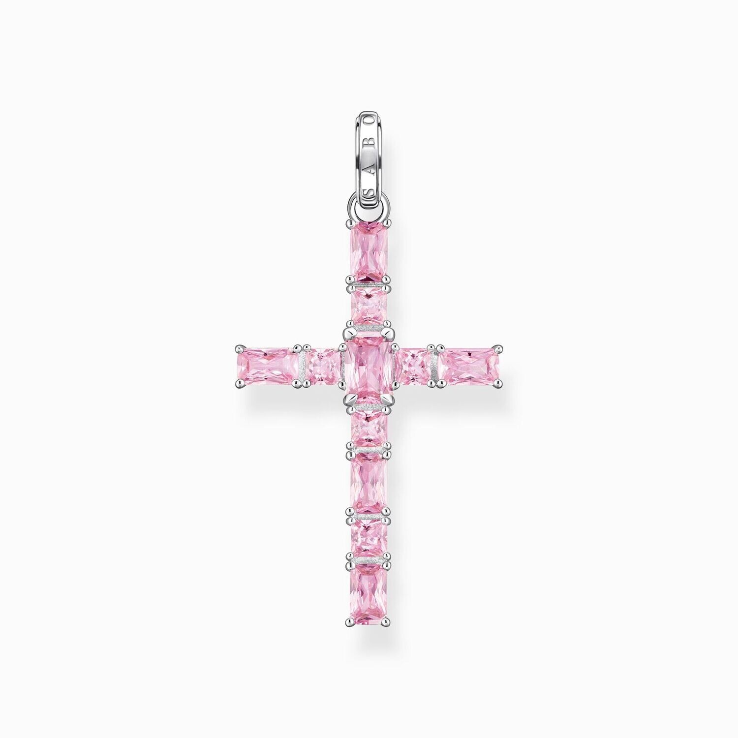Thomas Sabo Anhänger Kreuz mit pinken Steinen Silber