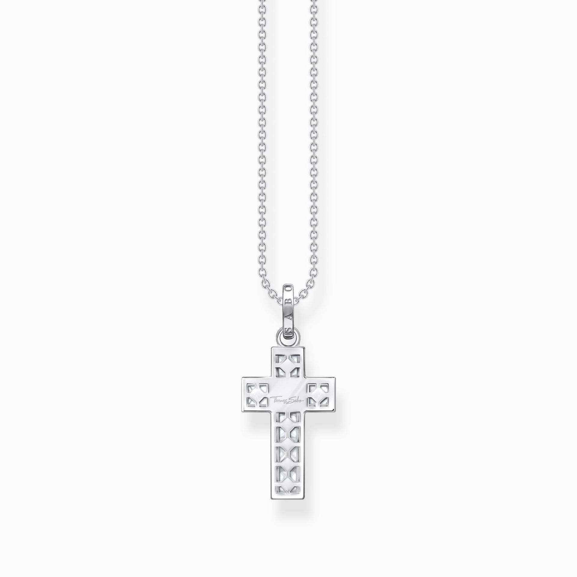 Thomas Sabo Kette Kreuz mit Steinen weißen Silber