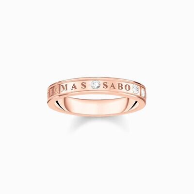 Thomas Sabo Ring mit weißen Steinen rosévergoldet
