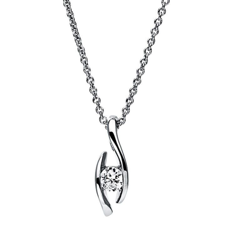 Timeless Collier 18 kt WG, 1 Brill. 0,25 ct, D-if, L:45,0 cm