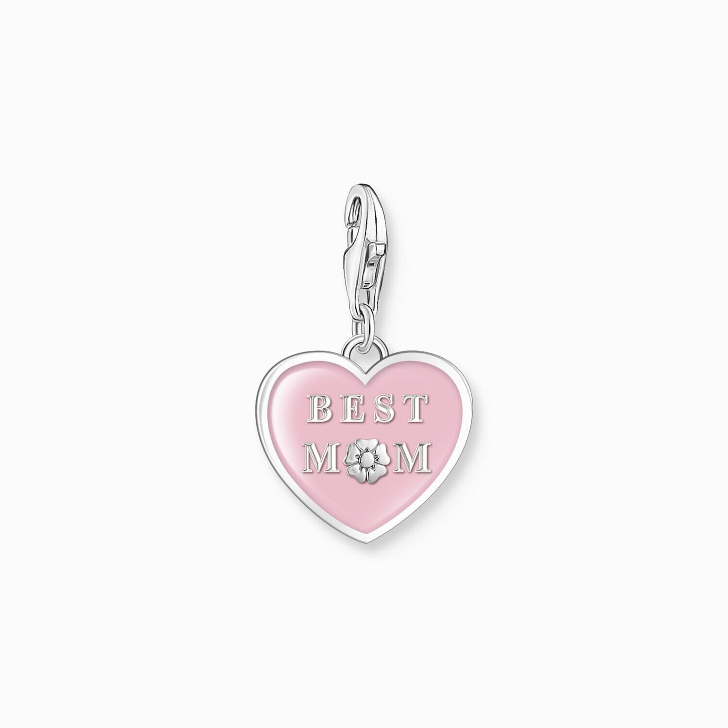 Thomas Sabo Charm-Anhänger pinkes Herz mit Best Mom Silber