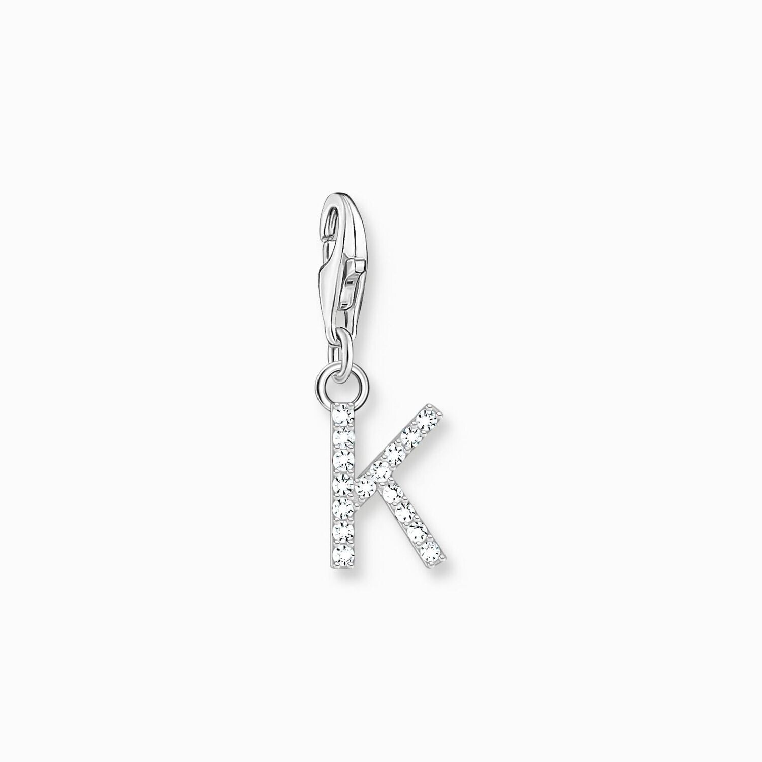 Thomas Sabo Charm-Anhänger Buchstabe K mit weißen Steinen Silber