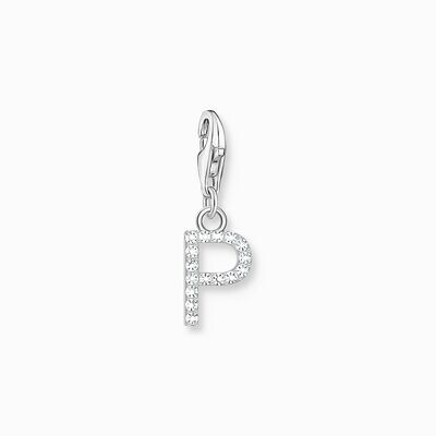 Thomas Sabo Charm-Anhänger Buchstabe P mit weißen Steinen Silber