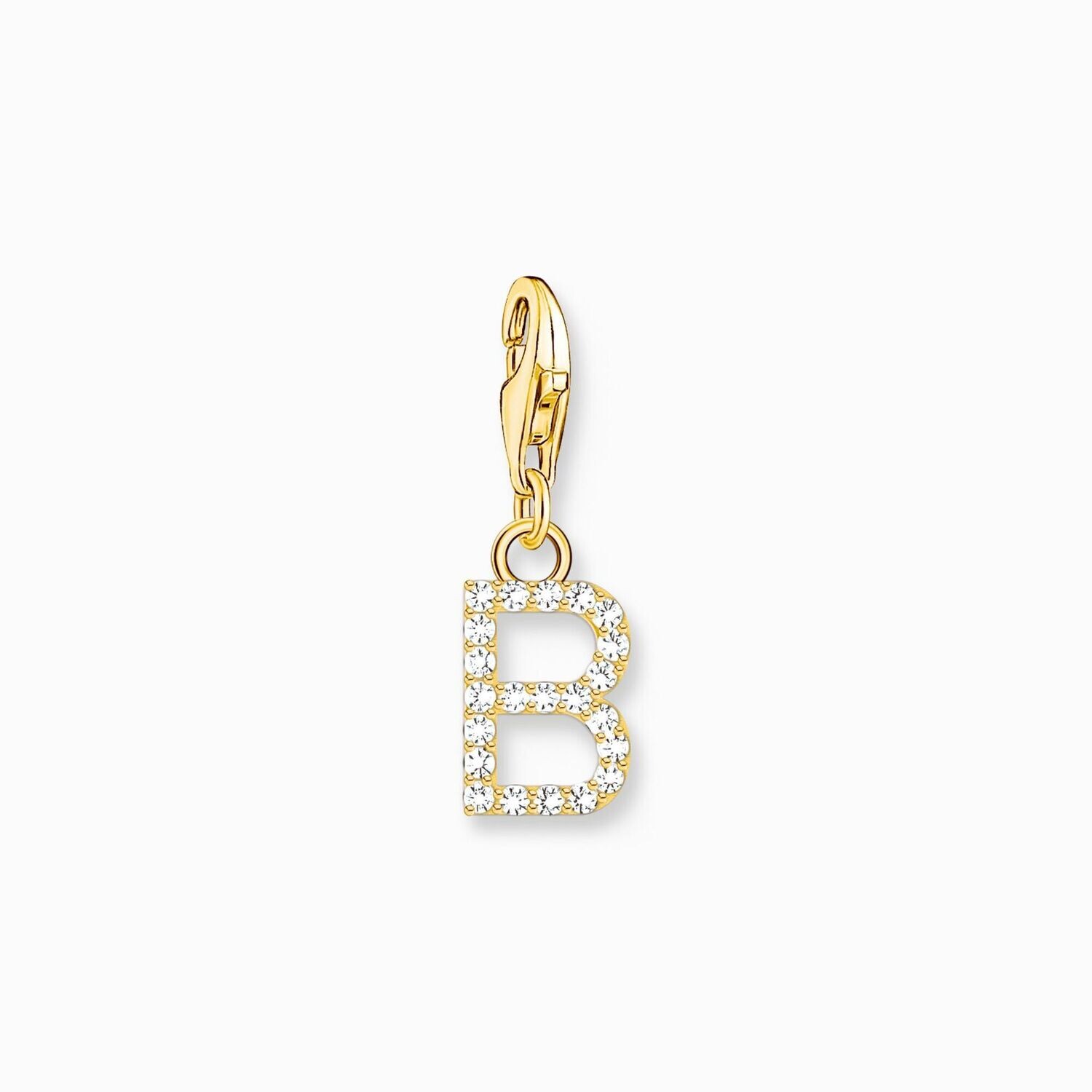 Thomas Sabo Charm-Anhänger Buchstabe B mit weißen Steinen vergoldet