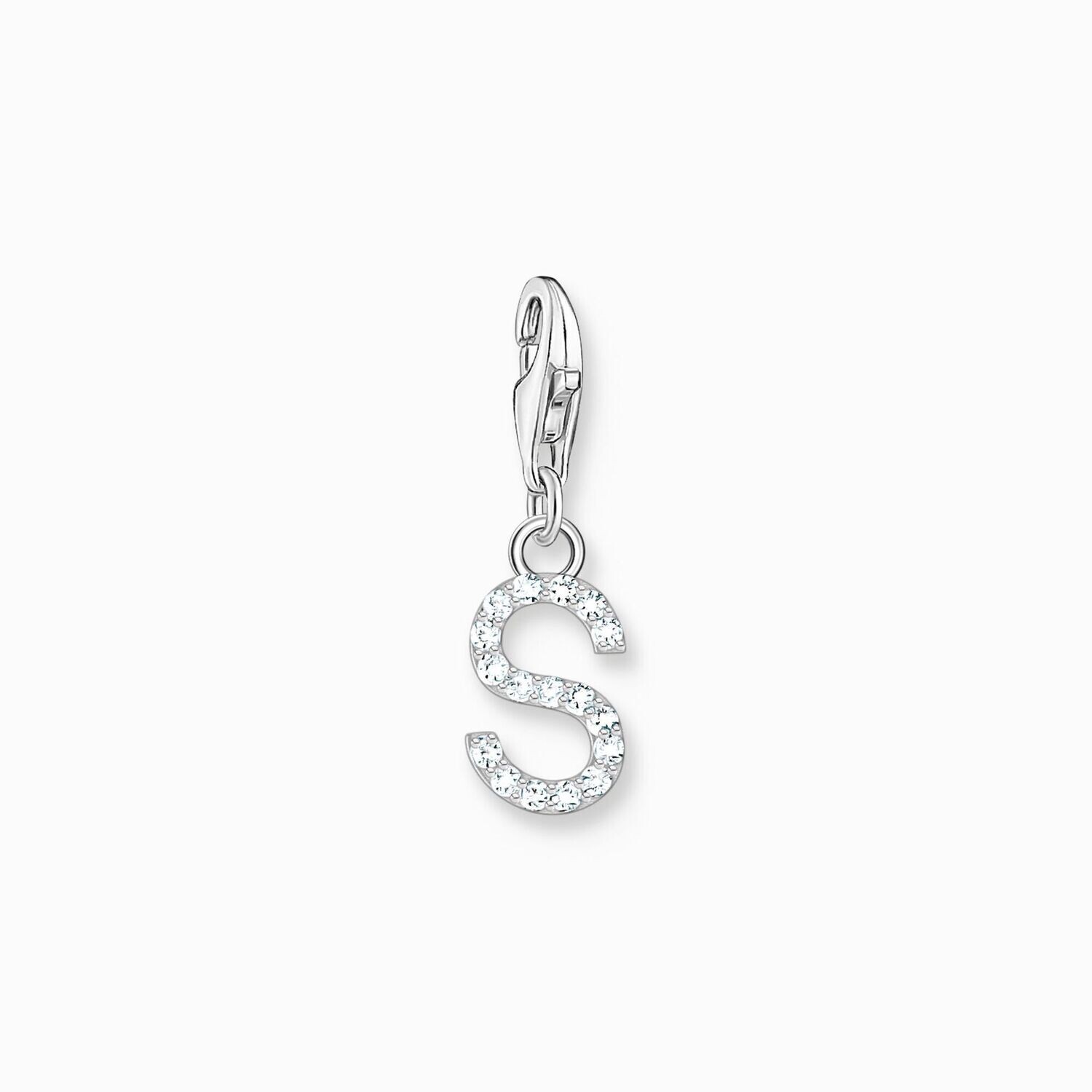Thomas Sabo Charm-Anhänger Buchstabe S mit weißen Steinen Silber