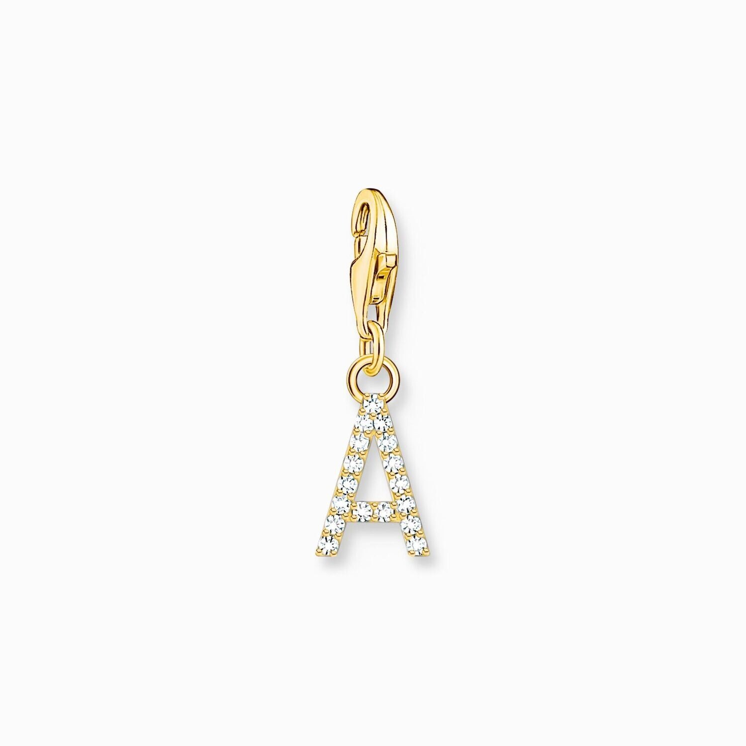 Thomas Sabo Charm-Anhänger Buchstabe A mit weißen Steinen vergoldet