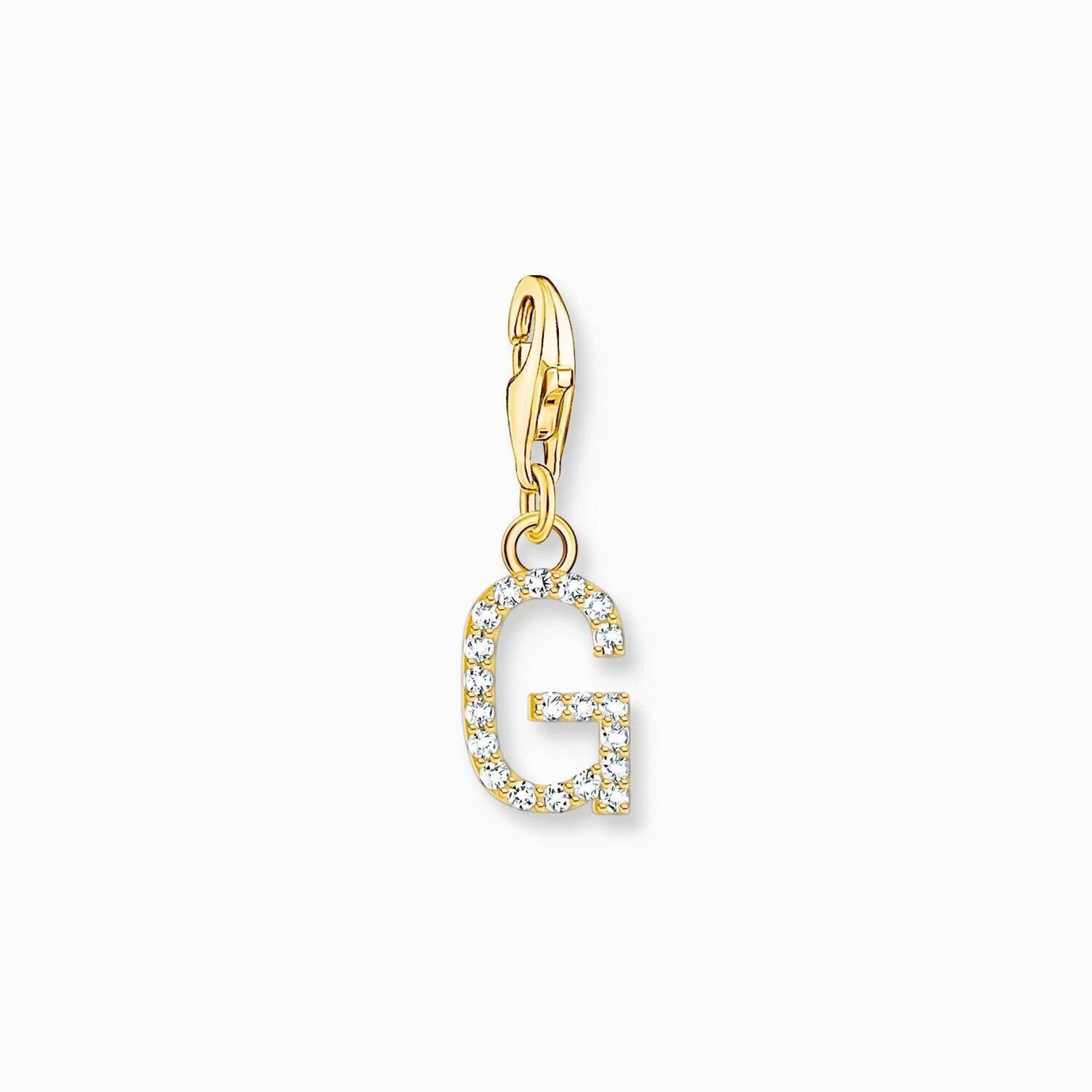 Thomas Sabo Charm-Anhänger Buchstabe G mit weißen Steinen vergoldet