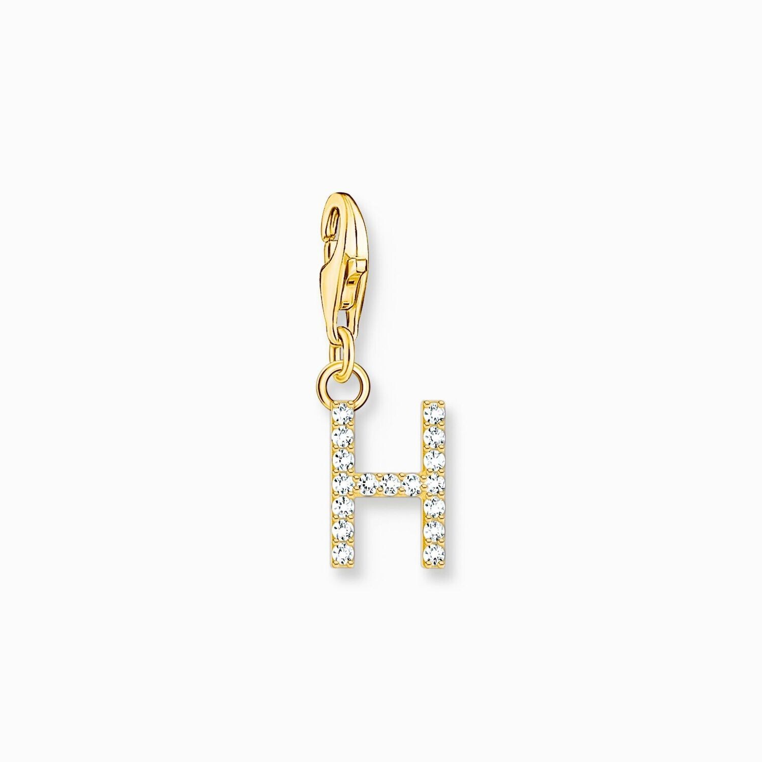 Thomas Sabo Charm-Anhänger Buchstabe H mit weißen Steinen vergoldet