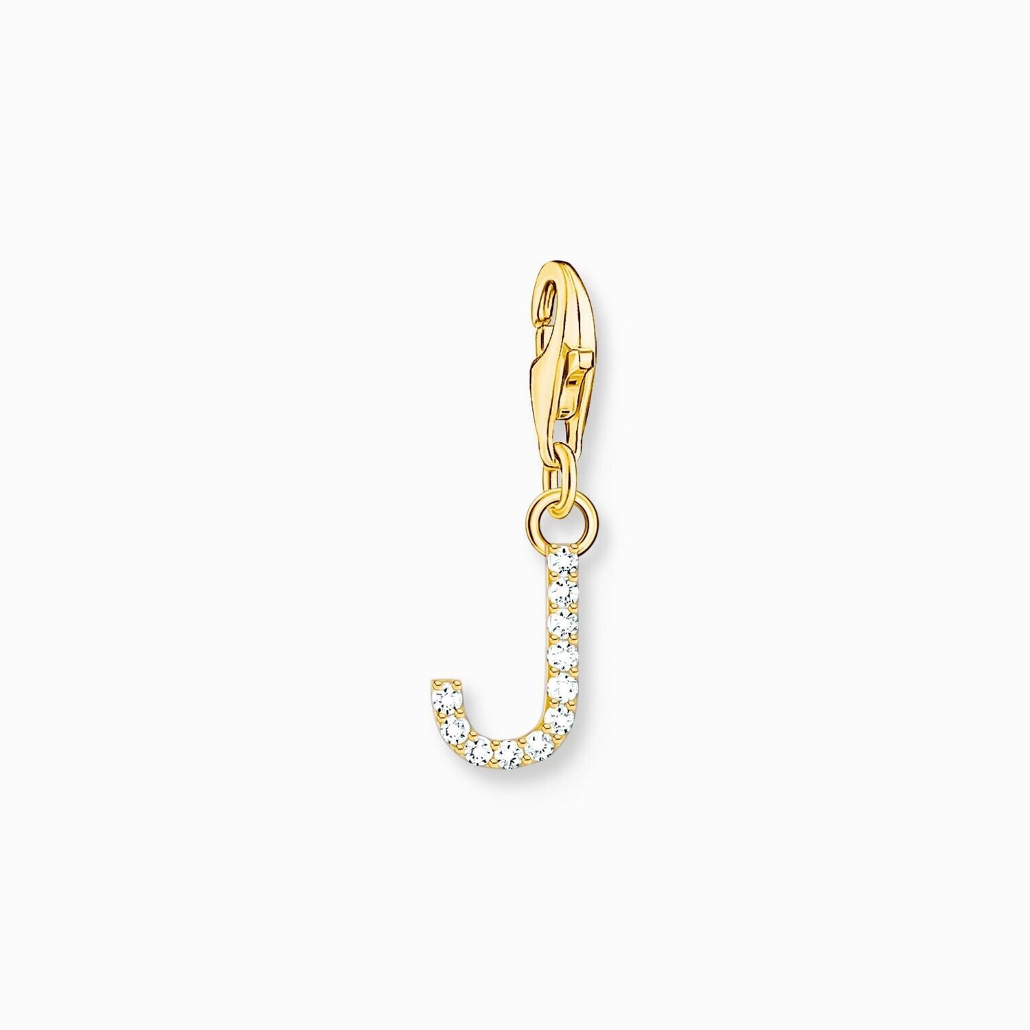 Thomas Sabo Charm-Anhänger Buchstabe J mit weißen Steinen vergoldet