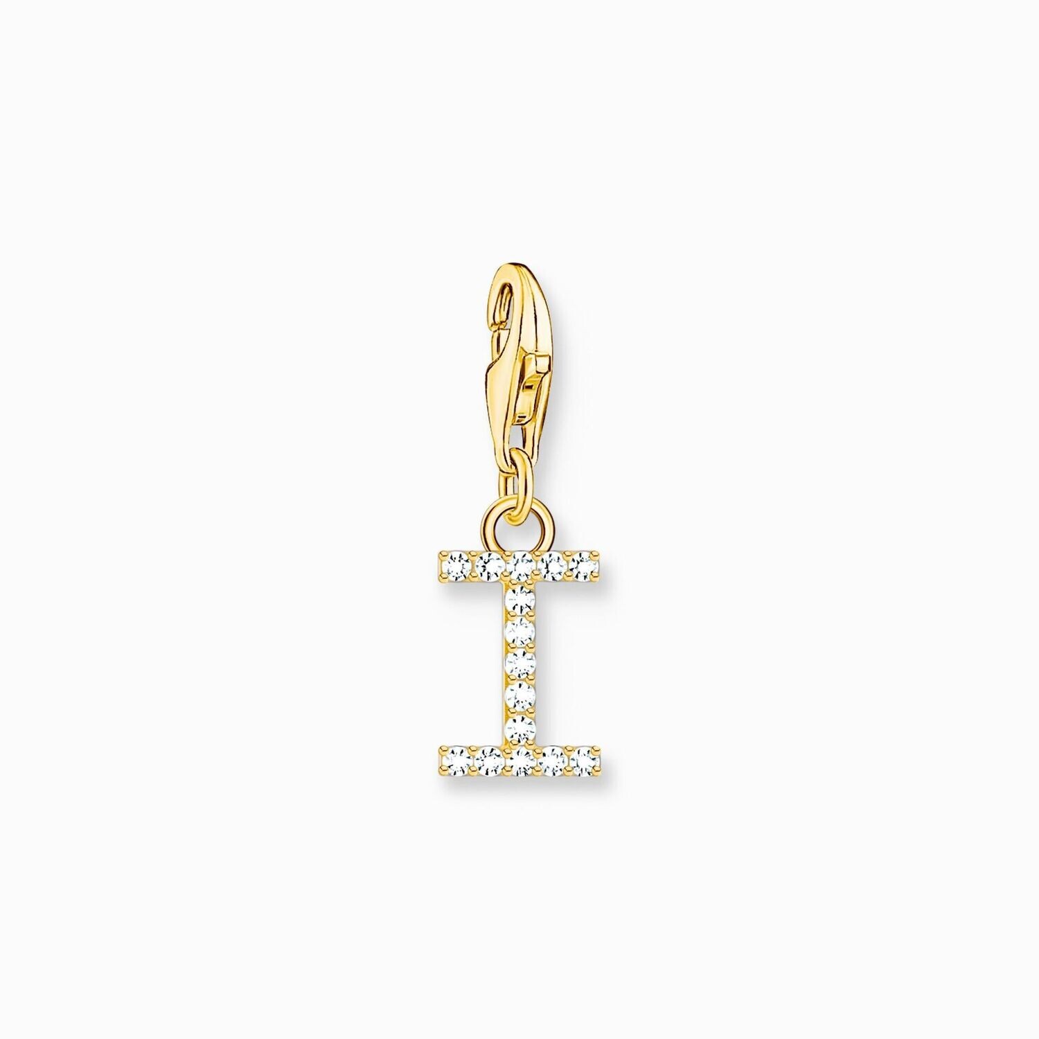Thomas Sabo Charm-Anhänger Buchstabe I mit weißen Steinen vergoldet