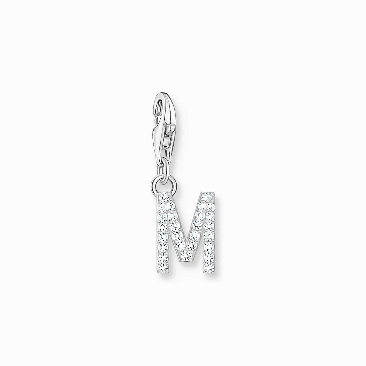 Thomas Sabo Charm-Anhänger Buchstabe M mit weißen Steinen Silber