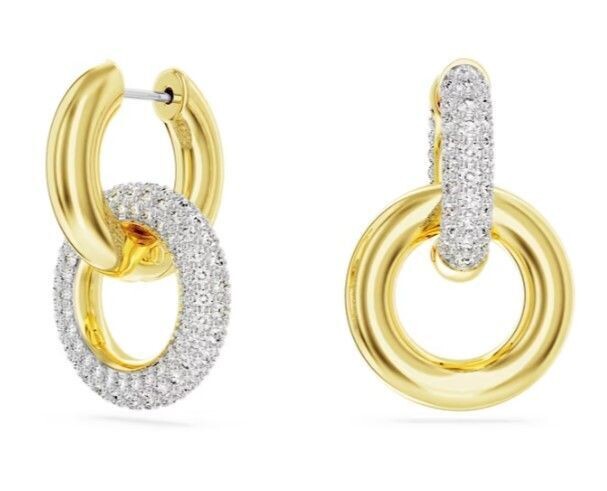 Swarovski Creolen Dextera Kreolen
Asymmetrisches Design, Verschlungener Reif, Weiß, Goldlegierungsschicht