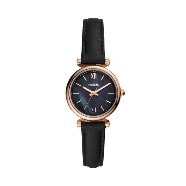 Fossil Damenuhr Carlie Mini Leder Schwarz