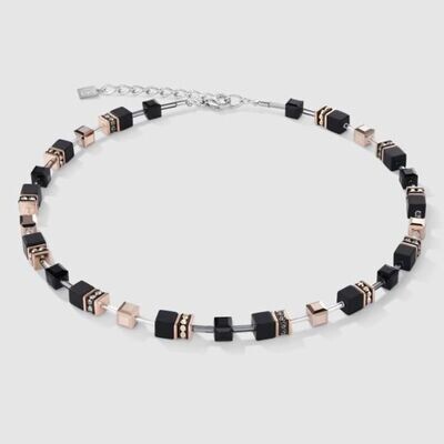 Coeur De Lion GeoCUBE® Halskette Onyx schwarz-roségold