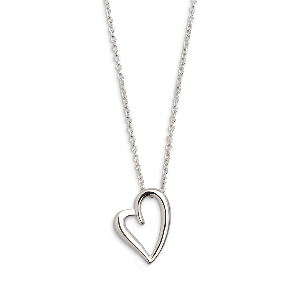 XENOX Herz HALSKETTE für Damen, silberfarben aus Sterlingsilber, Länge 45 cm