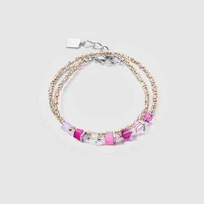Coeur De Lion Doppelarmband -Joyful Colours Wrap Armband silber rosa