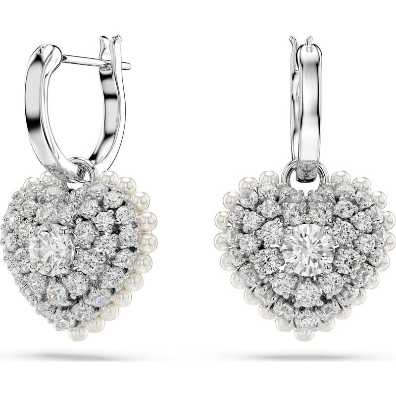Swarovski Herz Ohrringe Hyperbola Drop-Ohrhänger, Herz, Weiß, Rhodiniert Swarovski Herz Ohrringe Hyperbola Drop-Ohrhänger, Herz, Weiß, Rhodiniert