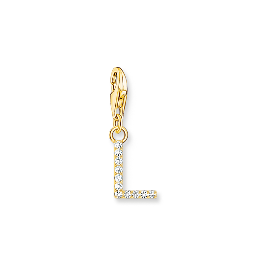 Thomas Sabo Charm-Anhänger Buchstabe L mit weißen Steinen vergoldet