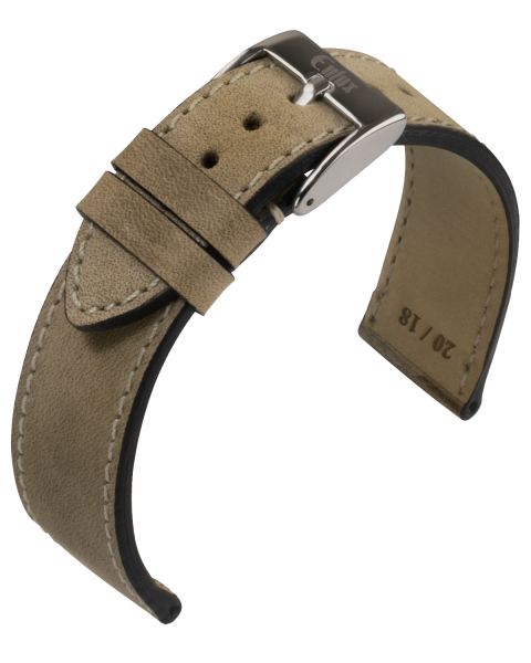 Uhrenband Lederband Echtleder Eulux Nubuk Kalb- / Rindleder glatt 18 20 22 Beige Braun  Blau Grün  E584806