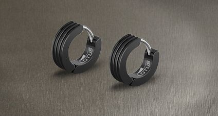 Lotus Style Schmuck Herrenschmuck Creole 13mm Edelstahl Stainless Steel Ohrring Schwarz